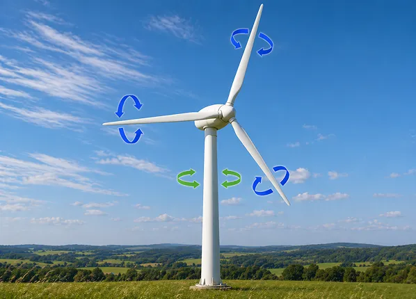 Low-speed Oscillatory Movements in Wind Turbine Blade and Tower Adjustment